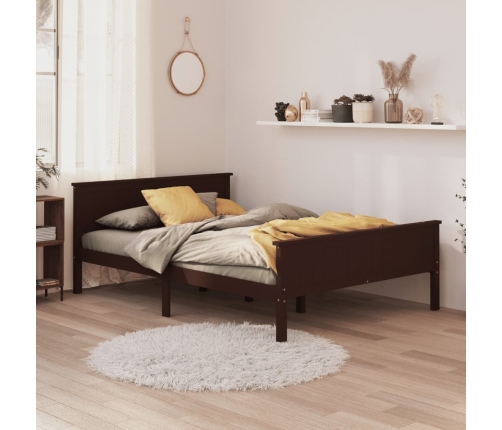 Estructura de cama madera maciza pino marrón oscuro 120x200 cm