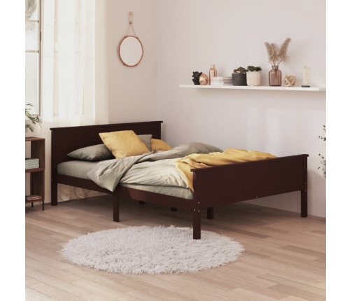 Estructura cama sin colchón madera pino marrón oscuro 140x200cm