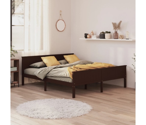 Estructura cama sin colchón madera pino marrón oscuro 200x200cm