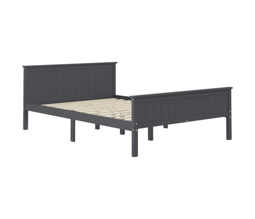 vidaXL Estructura de cama de madera maciza de pino gris 160x200 cm