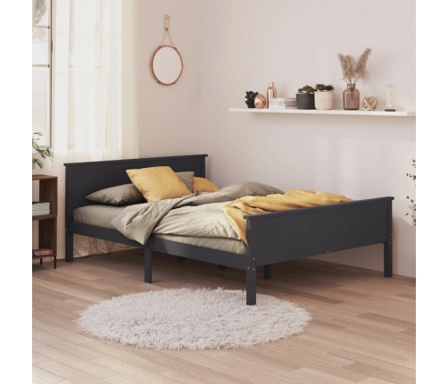 vidaXL Estructura de cama de madera maciza de pino gris 160x200 cm