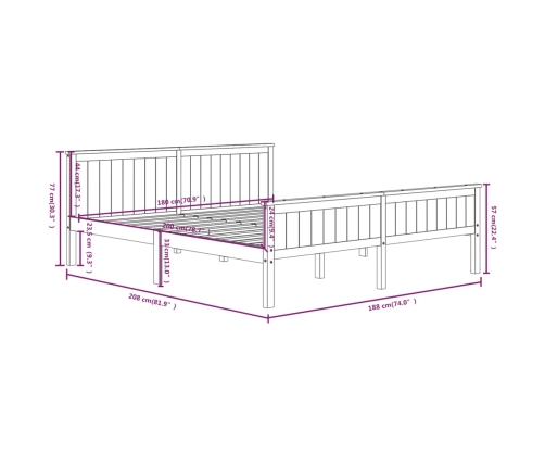 Estructura de cama sin colchón madera de pino gris 180x200 cm