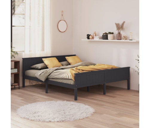 Estructura de cama sin colchón madera de pino gris 180x200 cm