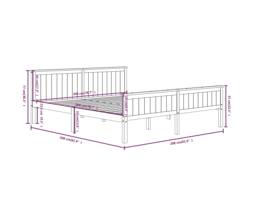 Estructura de cama sin colchón madera de pino gris 200x200 cm