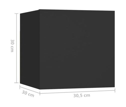 Mesita de noche madera de ingeniería negra 30,5x30x30 cm