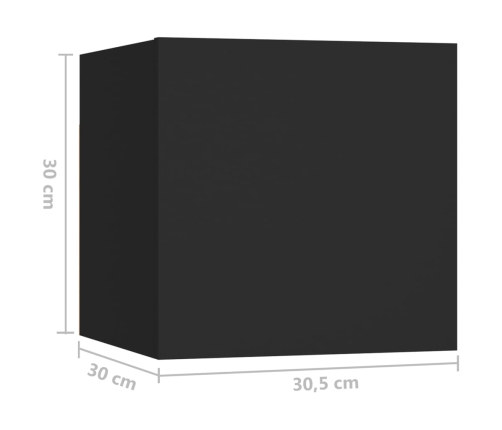 vidaXL Mesitas de noche 2 uds madera ingeniería negro 30,5x30x30 cm