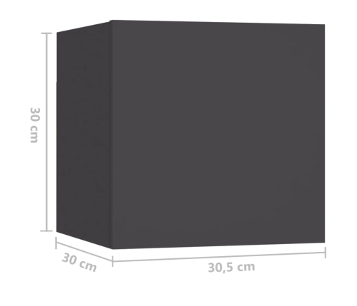 Mesita de noche madera de ingeniería gris 30,5x30x30 cm