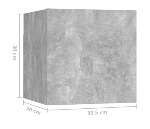 Mesita de noche madera de ingeniería gris hormigón 30,5x30x30cm