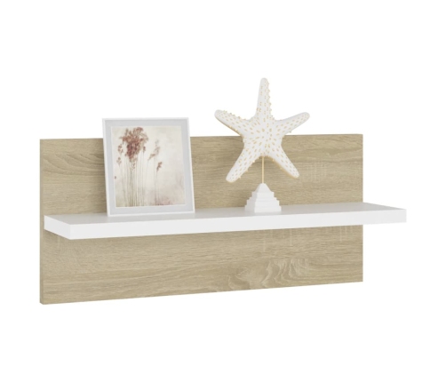 vidaXL Estantes de pared 4 uds blanco y roble Sonoma 40x11,5x18 cm