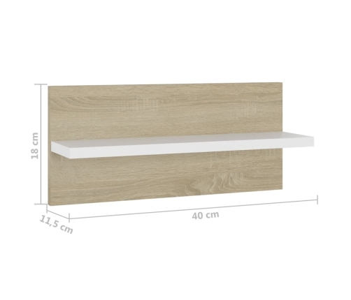 vidaXL Estantes de pared 4 uds blanco y roble Sonoma 40x11,5x18 cm