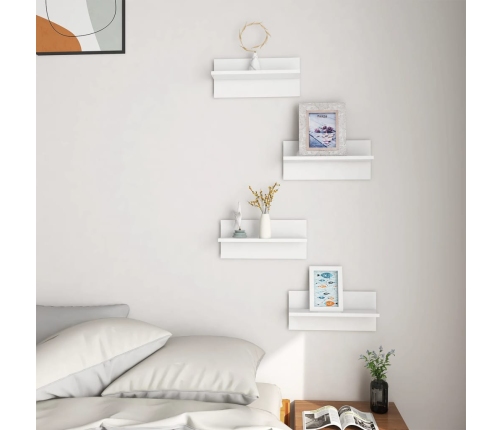 vidaXL Estantes de pared 4 unidades blanco brillo 40x11,5x18 cm