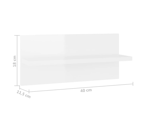 vidaXL Estantes de pared 4 unidades blanco brillo 40x11,5x18 cm