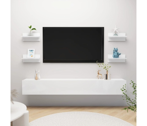 vidaXL Estantes de pared 4 unidades blanco brillo 40x11,5x18 cm