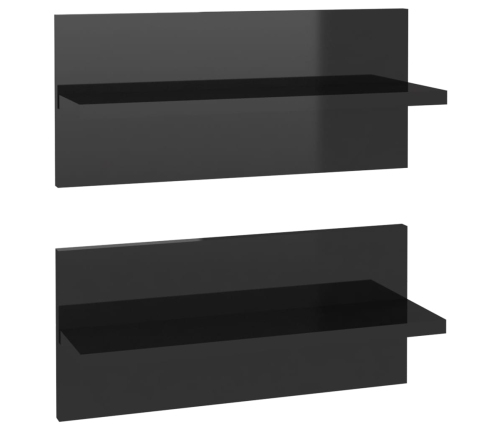 vidaXL Estantes de pared 2 unidades negro brillo 40x11,5x18 cm