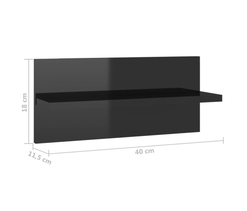 vidaXL Estantes de pared 2 unidades negro brillo 40x11,5x18 cm