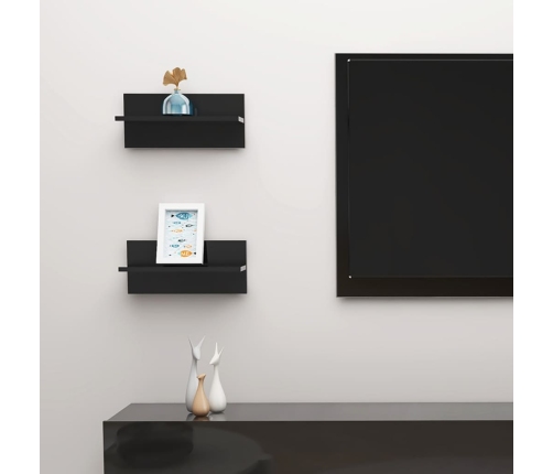 vidaXL Estantes de pared 2 unidades negro brillo 40x11,5x18 cm