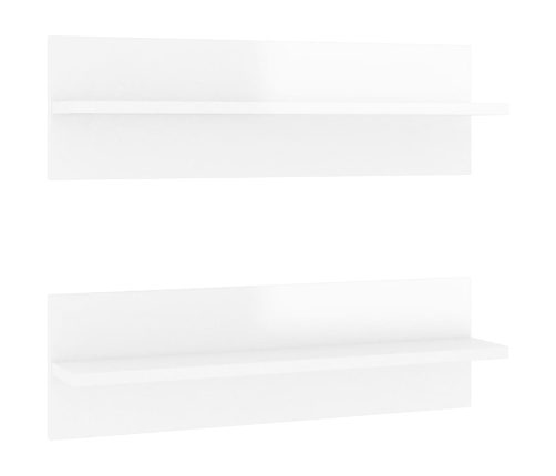 Estante de pared 2 uds contrachapado blanco brillo 60x11,5x18cm