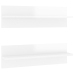 Estante de pared 2 uds contrachapado blanco brillo 60x11,5x18cm