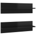 Estante de pared 2 uds contrachapado negro brillo 60x11,5x18 cm