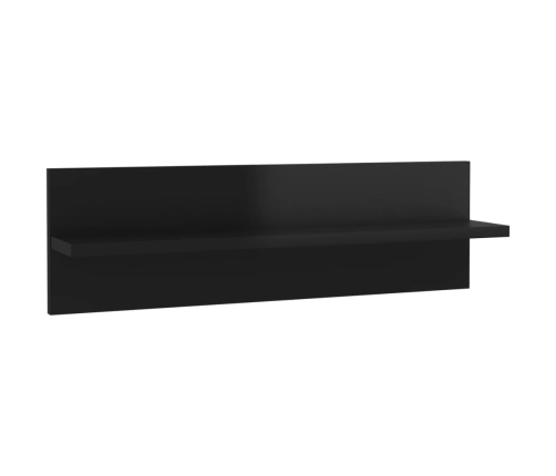 Estante de pared 2 uds contrachapado negro brillo 60x11,5x18 cm