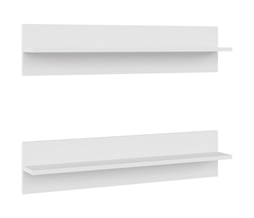 Estante de pared 2 uds madera contrachapada blanco 80x11,5x18cm