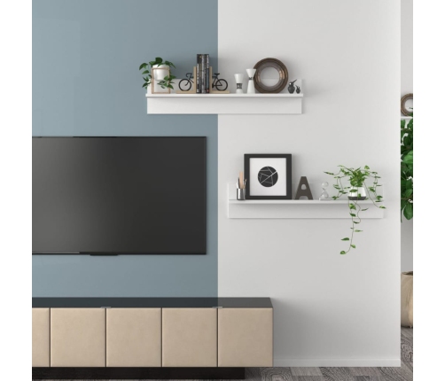 Estante de pared 2 uds madera contrachapada blanco 80x11,5x18cm