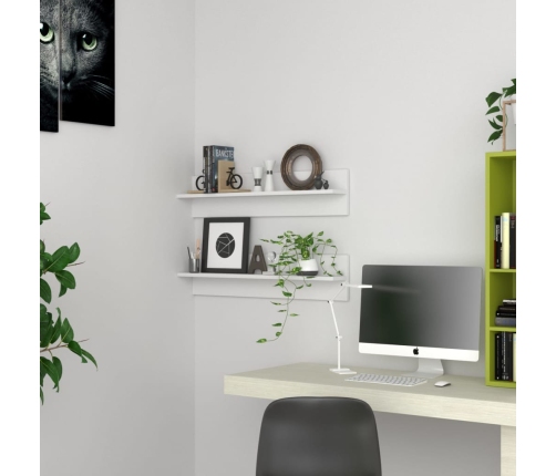 Estante de pared 2 uds madera contrachapada blanco 80x11,5x18cm