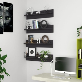 Estante de pared 4 uds madera contrachapada gris 80x11,5x18 cm
