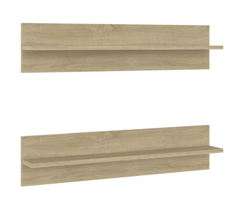 Estantes de pared 2 uds contrachapada color roble 80x11,5x18 cm