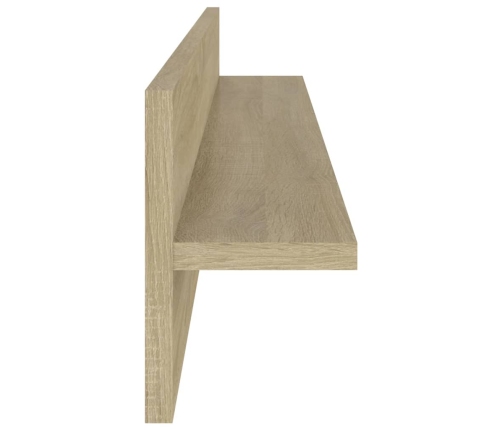 Estantes de pared 2 uds contrachapada color roble 80x11,5x18 cm