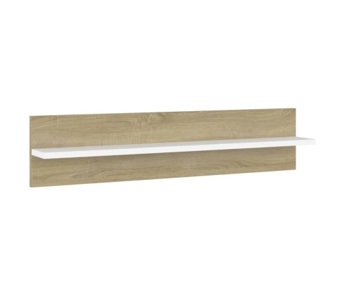 Estante de pared 2 uds contrachapado blanco roble 80x11,5x18 cm