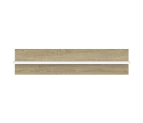 Estante de pared 2 uds contrachapado blanco roble 80x11,5x18 cm