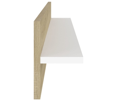 Estante de pared 2 uds contrachapado blanco roble 80x11,5x18 cm