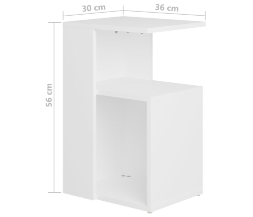 Mesa auxiliar de madera contrachapada blanco 36x30x56 cm