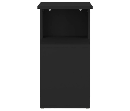 Mesa auxiliar de madera contrachapada negro 36x30x56 cm