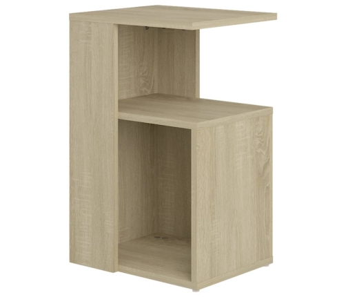 Mesa auxiliar de madera contrachapada color roble 36x30x56 cm