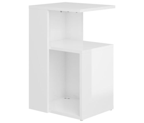 vidaXL Mesa auxiliar madera contrachapada blanco brillante 36x30x56 cm