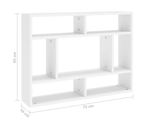 vidaXL Estantería de pared madera contrachapada blanco 75x16x55 cm