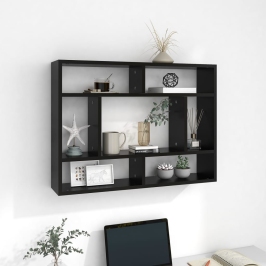 Estantería de pared madera contrachapada negro 75x16x55 cm