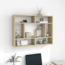 Estantería de pared madera contrachapada color roble 75x16x55cm