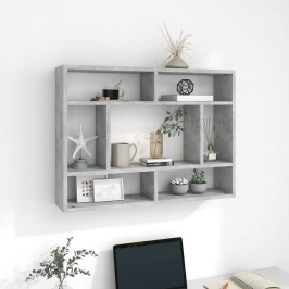Estantería de pared contrachapada gris hormigón 75x16x55 cm
