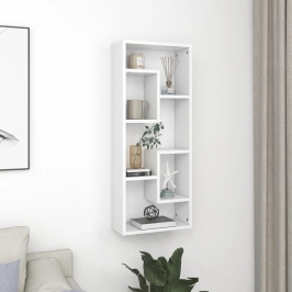 Estantería de pared madera contrachapada blanco 36x16x90 cm