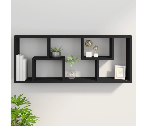 vidaXL Estante de pared madera contrachapada negro 36x16x90 cm