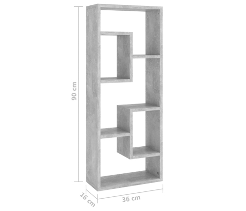 Estantería de pared contrachapada gris hormigón 36x16x90 cm