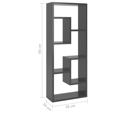 Estantería de pared madera contrachapada gris brillo 36x16x90cm