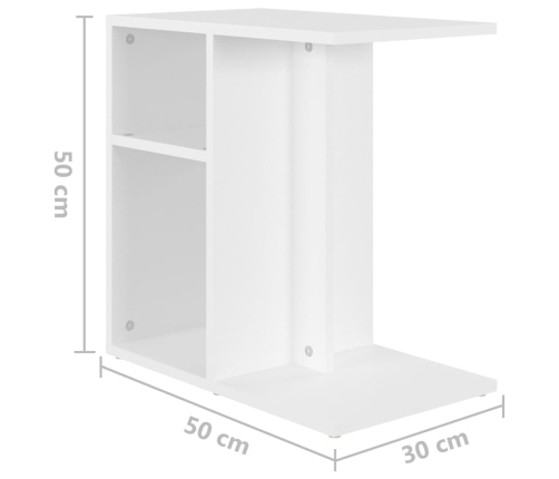 Mesa auxiliar de madera contrachapada blanco 50x30x50 cm