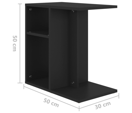 Mesa auxiliar de madera contrachapada negro 50x30x50 cm