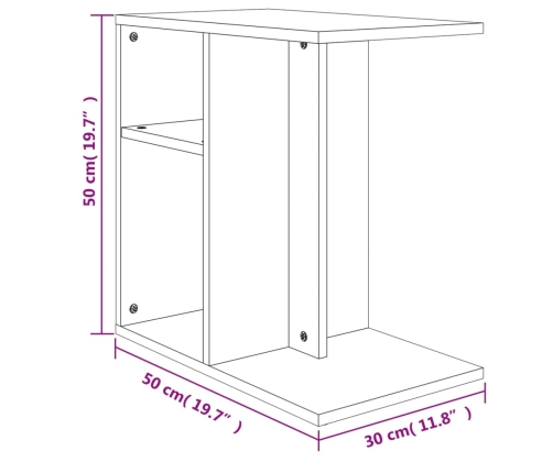 Mesa auxiliar de madera contrachapada color roble 50x30x50 cm