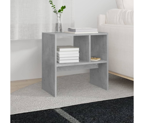 Mesa auxiliar de madera contrachapada gris hormigón 50x30x50 cm