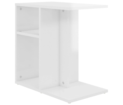 vidaXL Mesa auxiliar madera contrachapada blanco brillante 50x30x50 cm